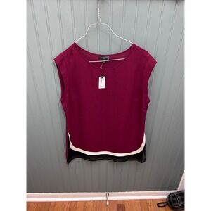 The Limited Burgundy Sleeveless Colorblock Layered Blouse Top - Size S‎